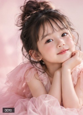 น้องมาลีเท้าคางยิ้ม สวมชุดกระโปรงฟูสีชมพู