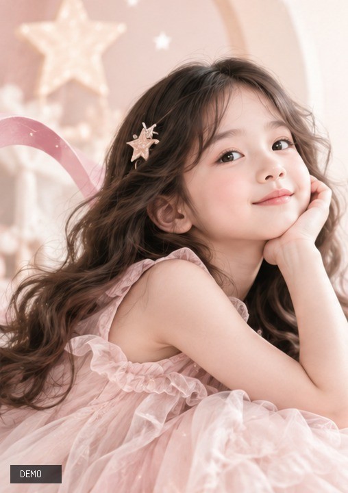น้องเฟิร์นเท้าคางยิ้ม ผมยาวลอนติดกิ๊บรูปดาว